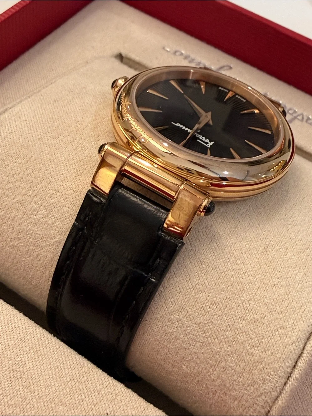 Salvatore Ferragamo Idillio SFYP01122 Black Croc Embossed 36mm Rose Gold Watch